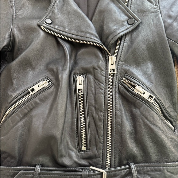 AllSaints Women's Balfern Belted Hem Leather Biker Jacket - XS - Picture 5 of 8